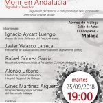 Cartel del acto 'Morir en Andalucía. Dignidad y derecho', que se celebra en Málaga el 25 de septiembre de 2018