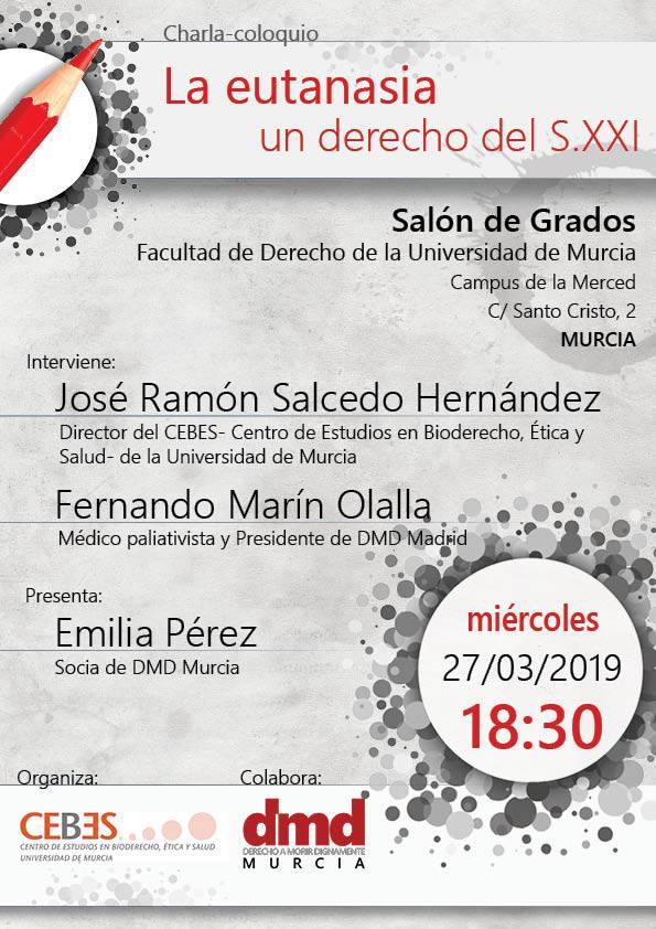 Cartel del acto sobre la eutanasia en la Universidad de Murcia