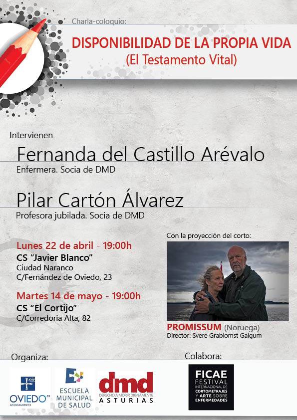 Cartel del acto en Oviedo sobre testamento vital en Asturias