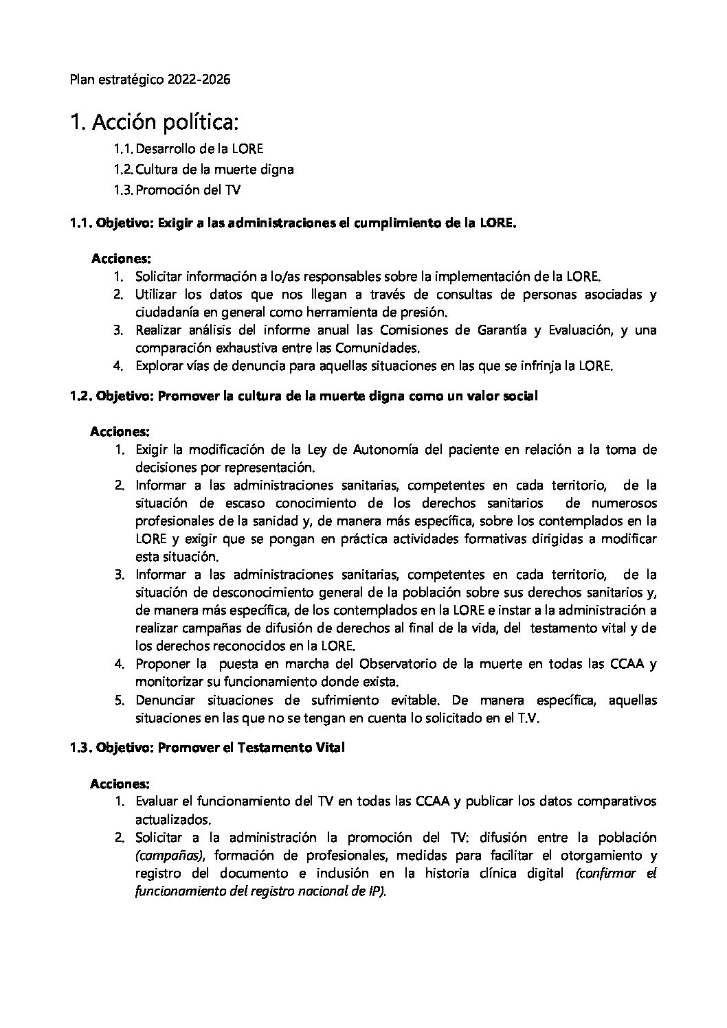 PLAN ESTRATÉGICO DMD 2022 – 2026 | Derecho a Morir Dignamente